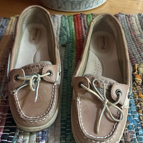 Sperry Women’s Top Sider Beige Leather Boat Shoes 8M - Picture 2 of 16